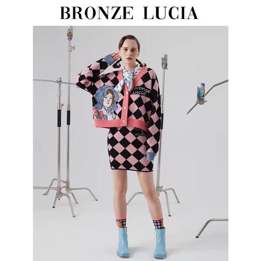 BronzeLucia MYWTD002 原创设计粉色羊毛毛衣宽松外套针织开衫女 商品图3