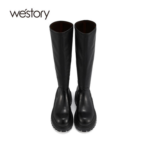 westory2021秋季新品英伦风厚底长靴时尚潮流瘦瘦靴W21DQ80801 商品图2
