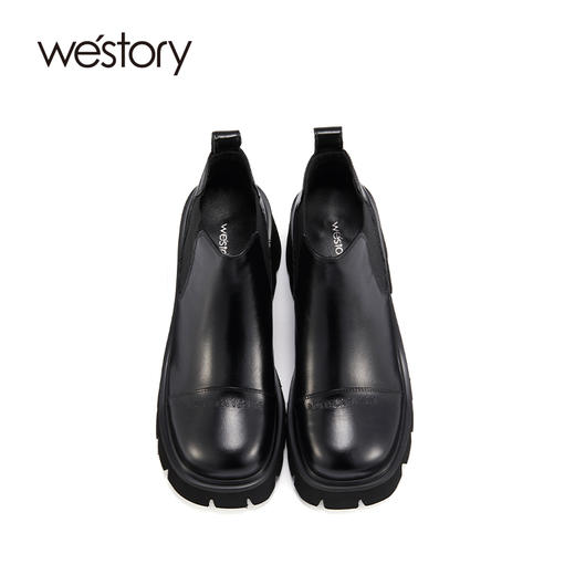 westory2021秋季新品时尚切尔西短靴粗跟烟筒靴车风S21DS81331 商品图2