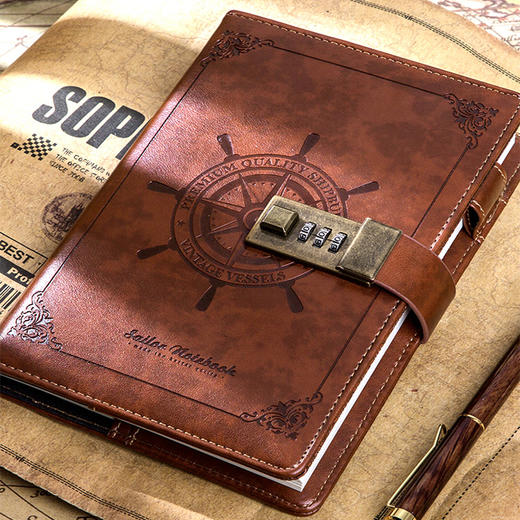 卡杰B6水手密码本CB6J9332复古日记本创意手帐记事本小学生魔法书网红文艺精致文具 商品图1