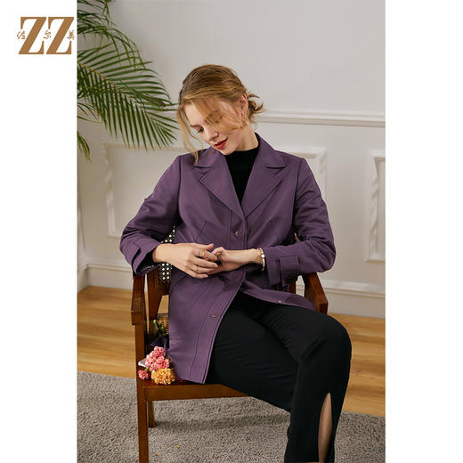 佐尔美2021秋季新款 西装领气质简约风衣女E13FD27 商品图2