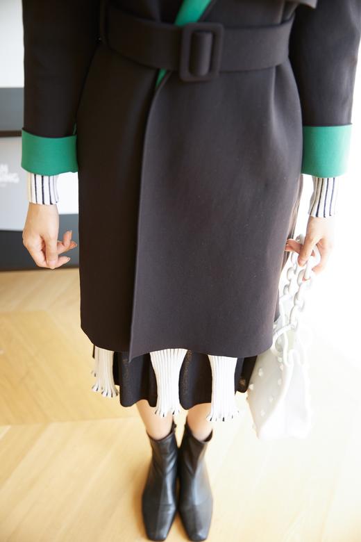 黑绿太空针织长风衣（附腰带） 商品图7