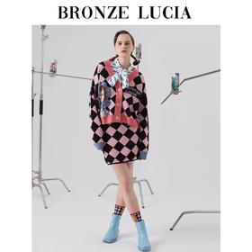 BronzeLucia MYWTD002 原创设计粉色羊毛毛衣宽松外套针织开衫女