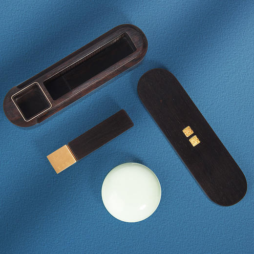 西泠印社承新创意印章套装便携式印章紫光檀印笼铜木结合印章（含篆刻定制及印泥，定制周期10个工作日） 商品图1