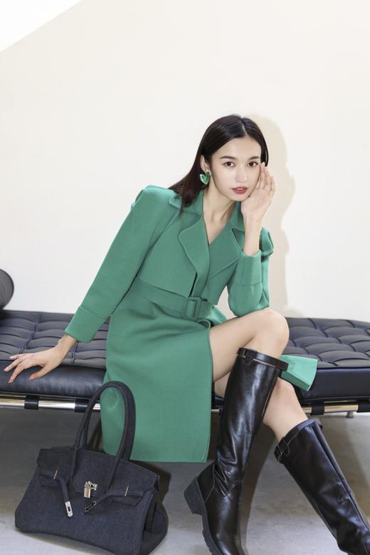 绿色太空针织长风衣（附腰带） 商品图1