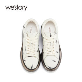 westory2021秋季潮趣厚底时尚休闲新款女鞋羽毛设计S21CM73741