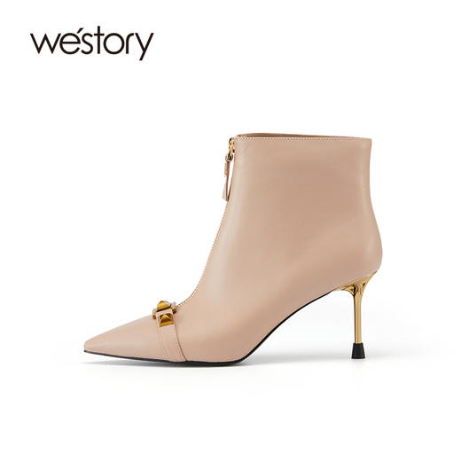 westory2021秋季新款潮流女靴拉链装饰短筒时装靴W21DS80821 商品图1
