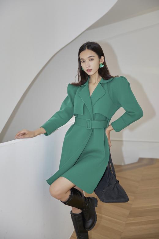 绿色太空针织长风衣（附腰带） 商品图2