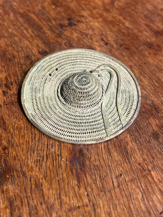 纯银丝编织宽沿帽型别针，顺丰包邮 商品图1