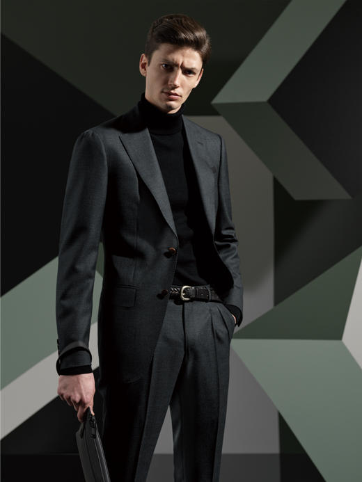 Stylbiella Knight 澳洲美丽诺羊毛360克高克重深灰色全麻衬套装 商品图0