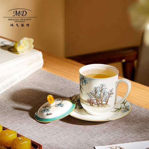 【玛戈隆特】会务盖杯骨瓷中国风会议办公杯家用杯子茶杯 礼盒装 商品图4