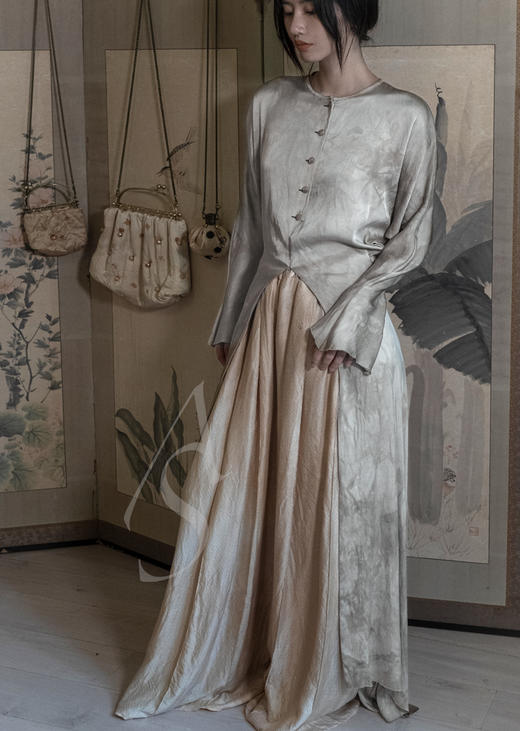 Mutedance 浅沙色松紧腰阔腿裤 商品图1