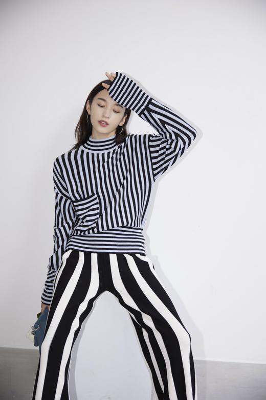 条纹针织阔腿裤 商品图1