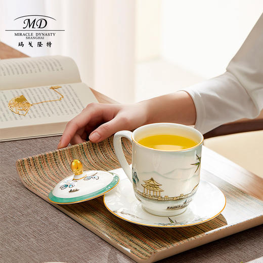 【玛戈隆特】会务盖杯骨瓷中国风会议办公杯家用杯子茶杯 礼盒装 商品图2