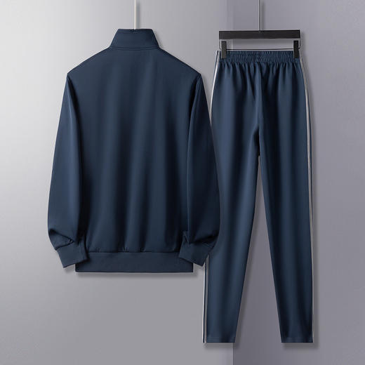 【上衣+裤子】罗蒙秋季新品运动套装男拼色条学院风休闲百搭运动服男 商品图1