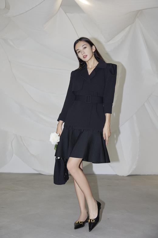 驼黑太空针织短风衣（附腰带） 商品图0