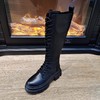 LFGJ 2297 秋冬新款休闲厚底真皮系带侧拉链高筒靴 商品缩略图0