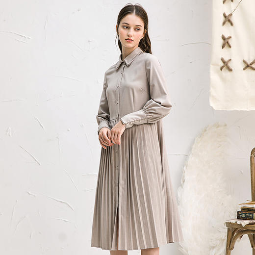 famecoco范可儿长袖连衣裙秋冬小香风法式衬衫裙F218FA012 商品图2