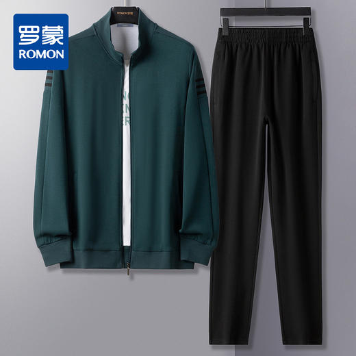 【上衣+裤子】罗蒙运动休闲套装男秋季新品纯色百搭校园运动套装男 商品图11