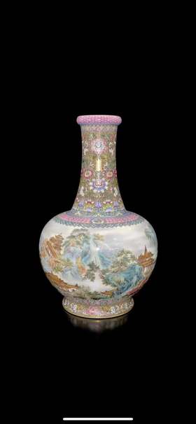 江南平：古月轩山水楼阁通景瓶