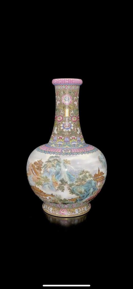 江南平：古月轩山水楼阁通景瓶 商品图0