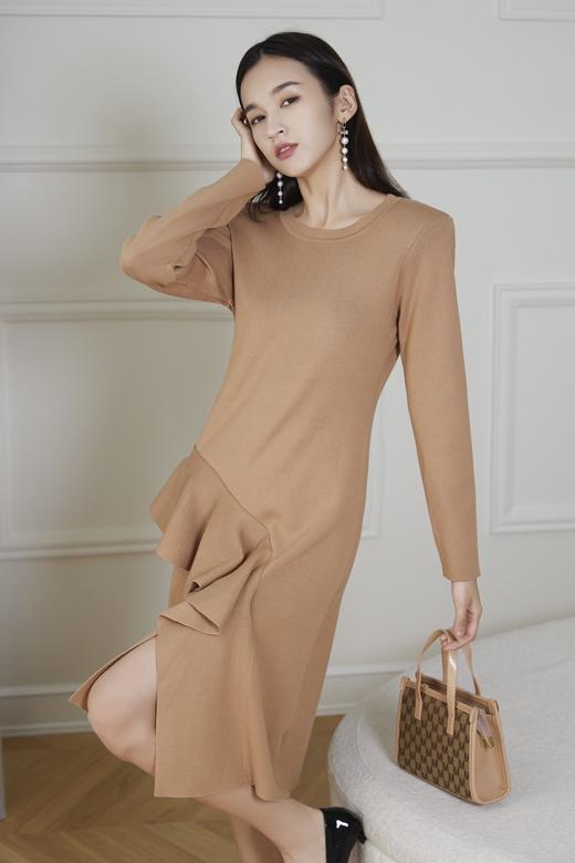 荷叶边开叉连衣裙 商品图1