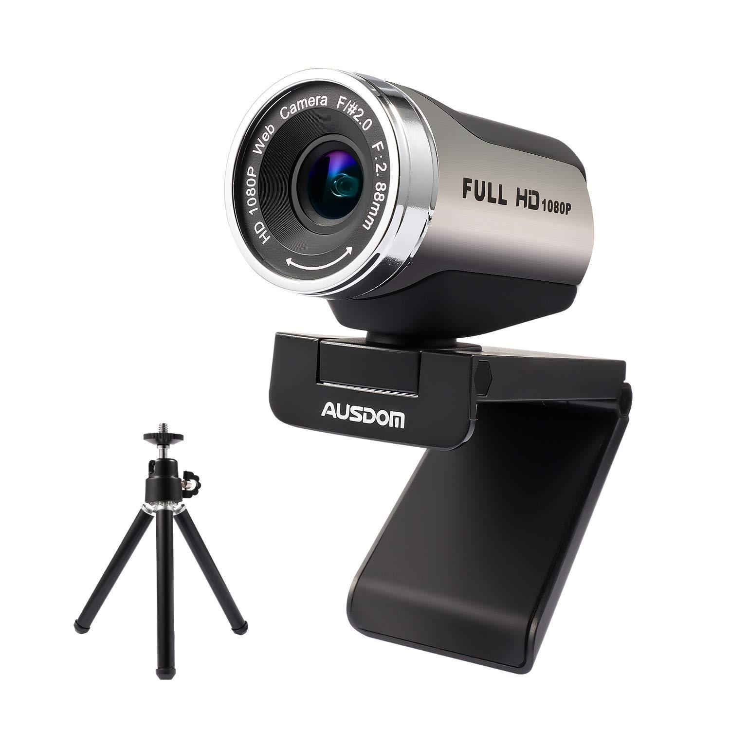 Webcam 1080P with Tripod Stand, 2021 [Upgraded] AUSDOM AW615S USB Plug