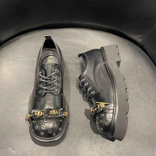 LFGJ   3876  新款真皮圆头松糕底英伦小皮鞋金属链透气女单鞋 商品图5