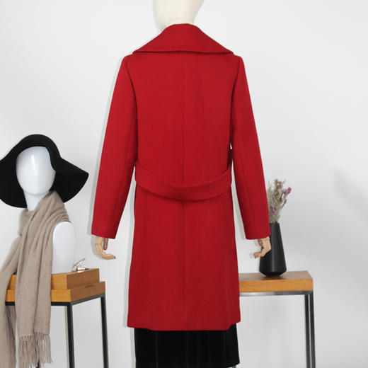 FOCALS福柯斯冬季新款中长款双排扣西装领纯色羊毛大衣FYLDK717R7 商品图2