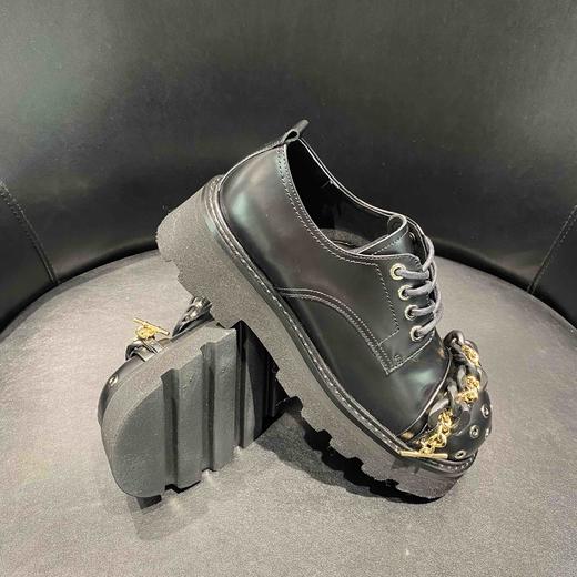 LFGJ   3876  新款真皮圆头松糕底英伦小皮鞋金属链透气女单鞋 商品图4