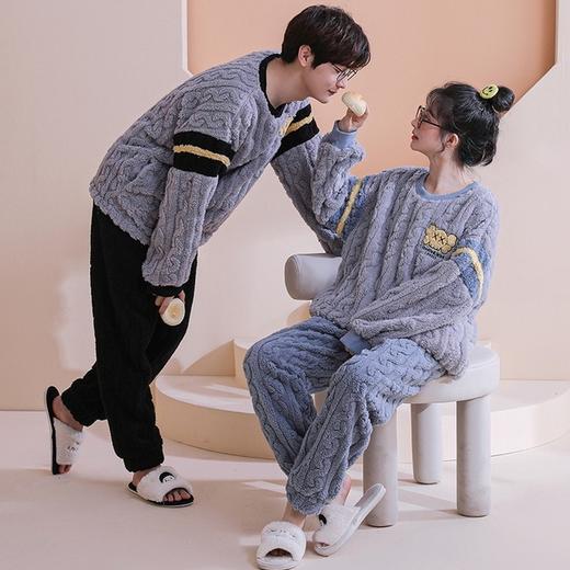 【健康好棉质 温暖冬日】珊瑚绒情侣睡衣秋冬款加厚保暖男睡衣女冬季柔软法兰绒御寒家居服套装 商品图7
