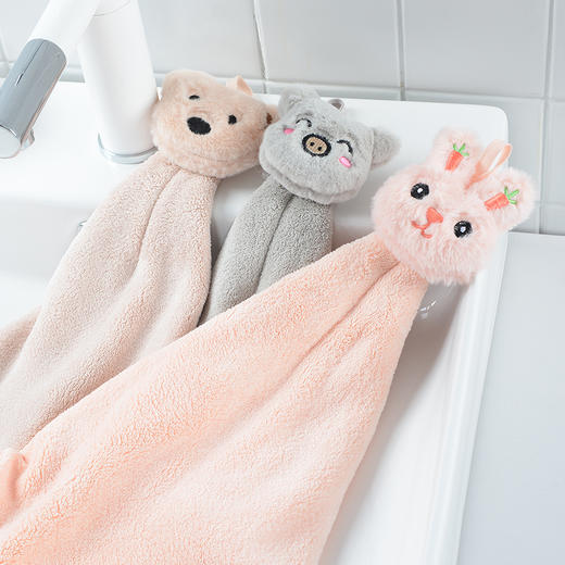 【3条装 小动物挂式擦手巾】 家用吸水巾 柔软不易掉毛 商品图1