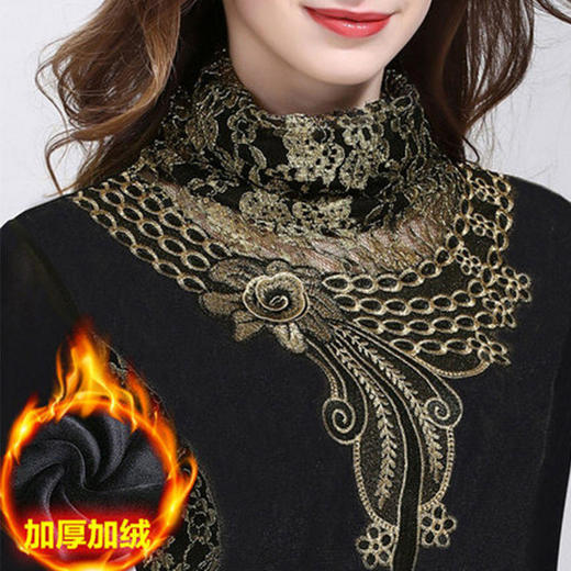 TZW-高领加绒蕾丝打底衫 商品图1