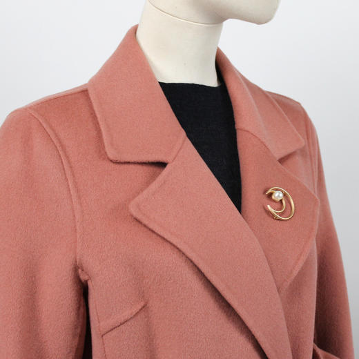 FOCALS福柯斯冬季新款长袖修身中长款纯色双面羊毛大衣FRGDK733PR 商品图3