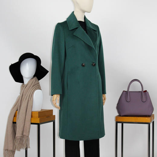 FOCALS福柯斯冬季长袖修身中长款纯色羊毛大衣外套FYJDK833GA 商品图1