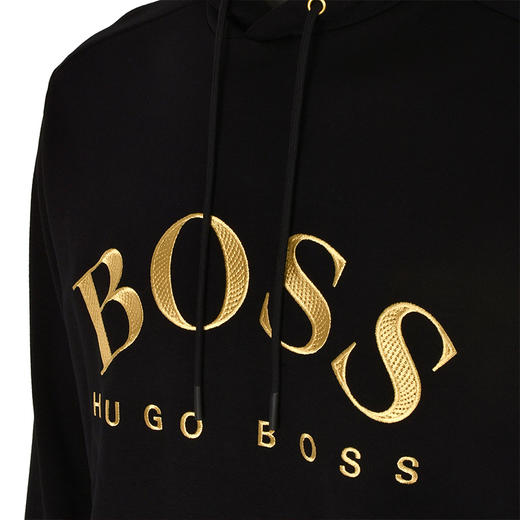 Hugo Boss 雨果博斯 男士黑色棉质经典logo标识长袖套头运动衫卫衣 SOODY-50415899-006 商品图4