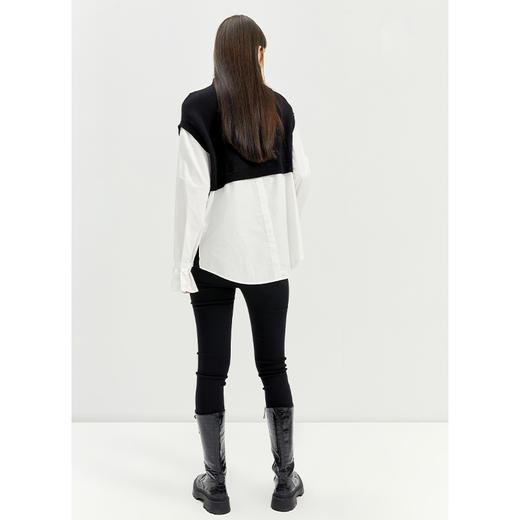 NEELLY纳俪半高领假两件拼接针织衫女冬季立体装饰爱心套头上衣N21101A01002 商品图4