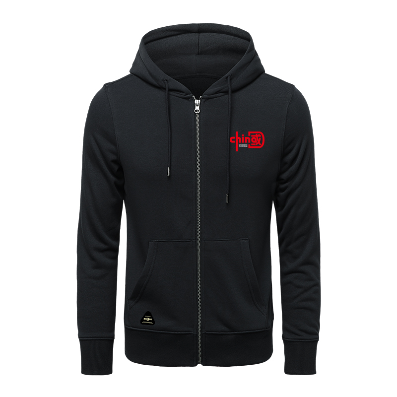 简约中国图案设计印花秋冬拉链带帽卫衣聚会文化衫潮男个性外套NMT-1710