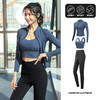 三件套瑜伽服套装女速干跑步运动长裤高腰弹力紧身外套秋季健身衣 运动套装女夏装瑜伽裤速干薄款紧身裤瑜伽服健身运动裤跑步套装女 商品缩略图1