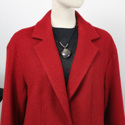 FOCALS福柯斯冬季长袖休闲长款纯色加厚羊毛大衣外套FYLDK721R1 商品图3