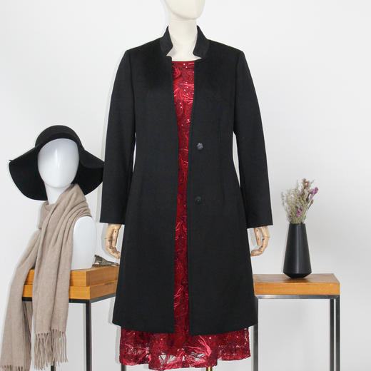 FOCALS福柯斯冬季修身中长款简约纯色羊毛羊绒大衣外套FYQDK720 商品图2