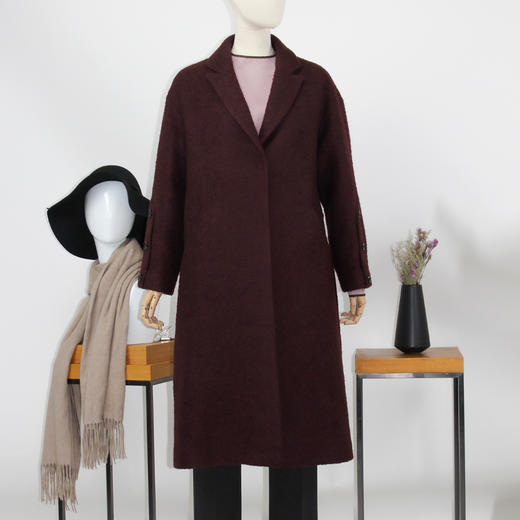 FOCALS福柯斯冬季新款中长款纯色羊毛大衣外套FYBDK821 商品图2