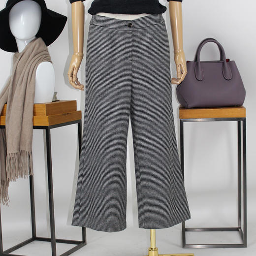 FOCALS福柯斯秋季新款通勤百搭休闲直筒裤格纹九分女裤FYJ3P526NE 商品图0