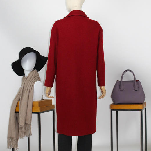 FOCALS福柯斯冬季长袖休闲长款纯色加厚羊毛大衣外套FYLDK721R1 商品图2