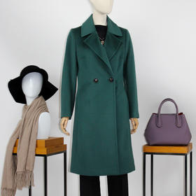 FOCALS福柯斯冬季长袖修身中长款纯色羊毛大衣外套FYJDK833GA