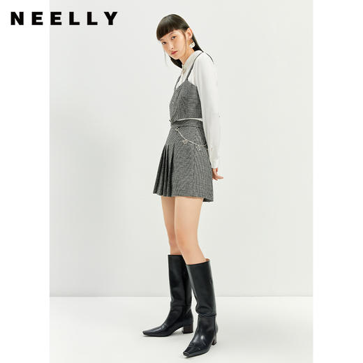 NEELLY纳俪西装领白色衬衫女新款2021年冬季简约内搭设计感两件套N21101B01015 商品图3