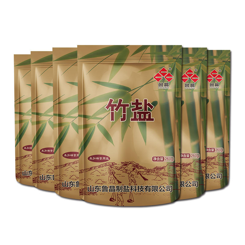 鲁晶竹盐未加碘高温煅烧无抗结剂海盐260克*6袋