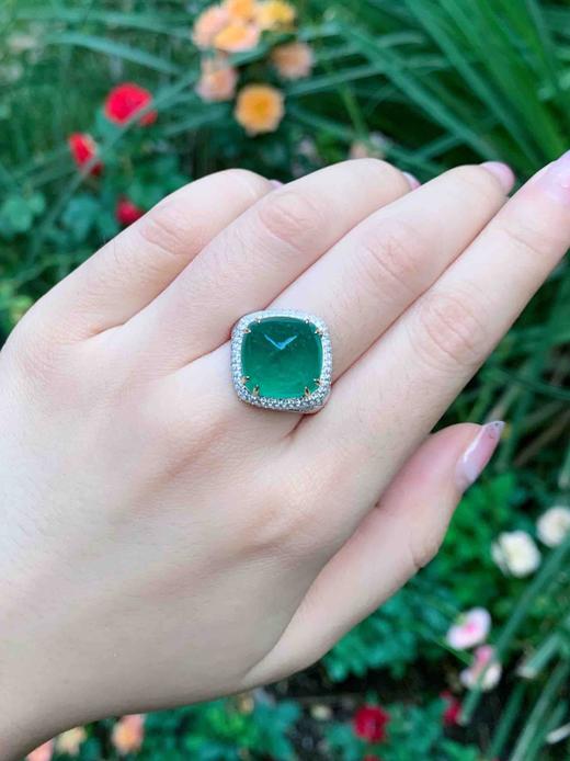 「桥」10.99克拉糖塔祖母绿戒指 商品图0