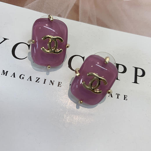 【香奶奶1:1高定】希勒勒 水晶宫的美丽与哀愁 淡紫色滴油925银针耳钉 商品图8