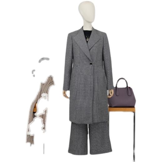 FOCALS福柯斯秋季新款通勤百搭休闲直筒裤格纹九分女裤FYJ3P526NE 商品图4